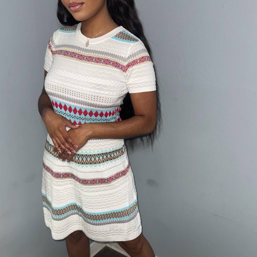 Patterned White Dress